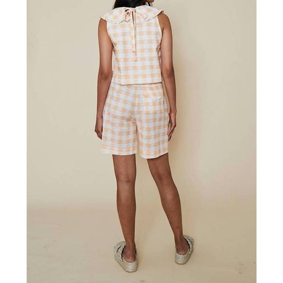 NEW RACHEL ANTONOFF kokomo bermuda short in apricot tablecloth - Picture 3 of 4